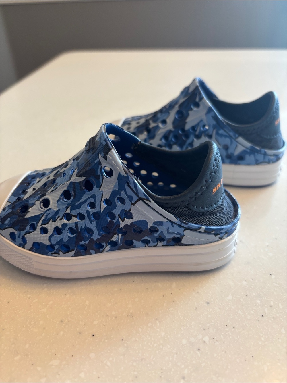 Skechers Guzman Kids Blue Camo Slip-On Water Shoes